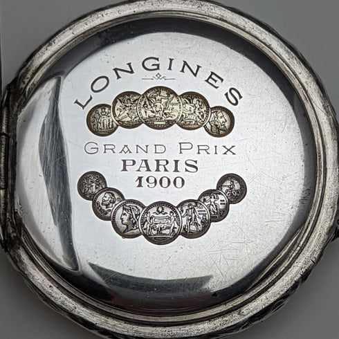 Around 1906 Antique Longines pocket watch silver side open face works well